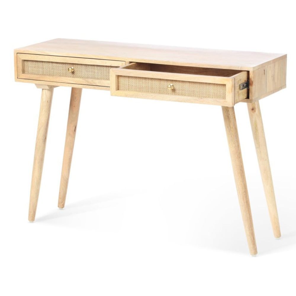 Vodrohome 2 Drawer cane consol table for hallway - rattan console tables for entryway CO#004 - vodrohome
