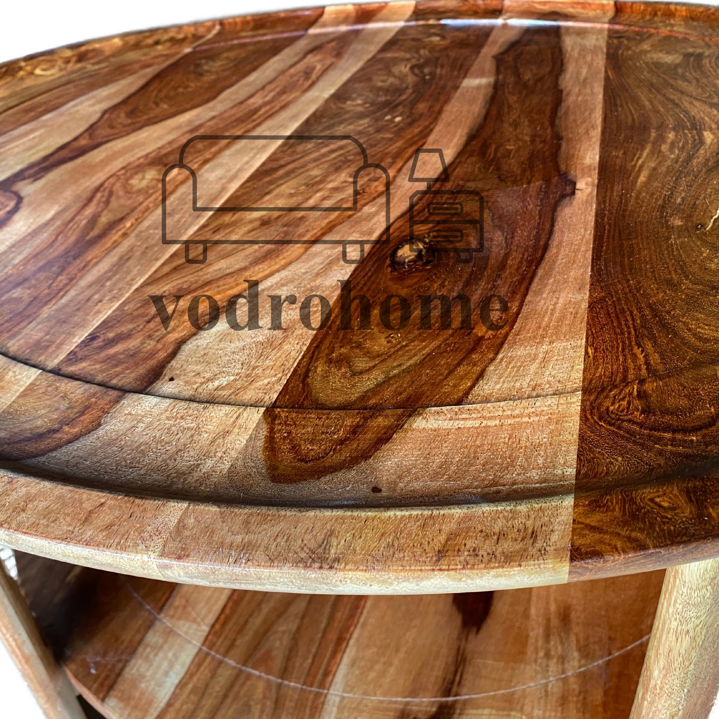 vodrohome Rattan Coffee Table – cane center table with shelf for storage – bohemian solid Sheesham wood coffee table for office and living room C#063