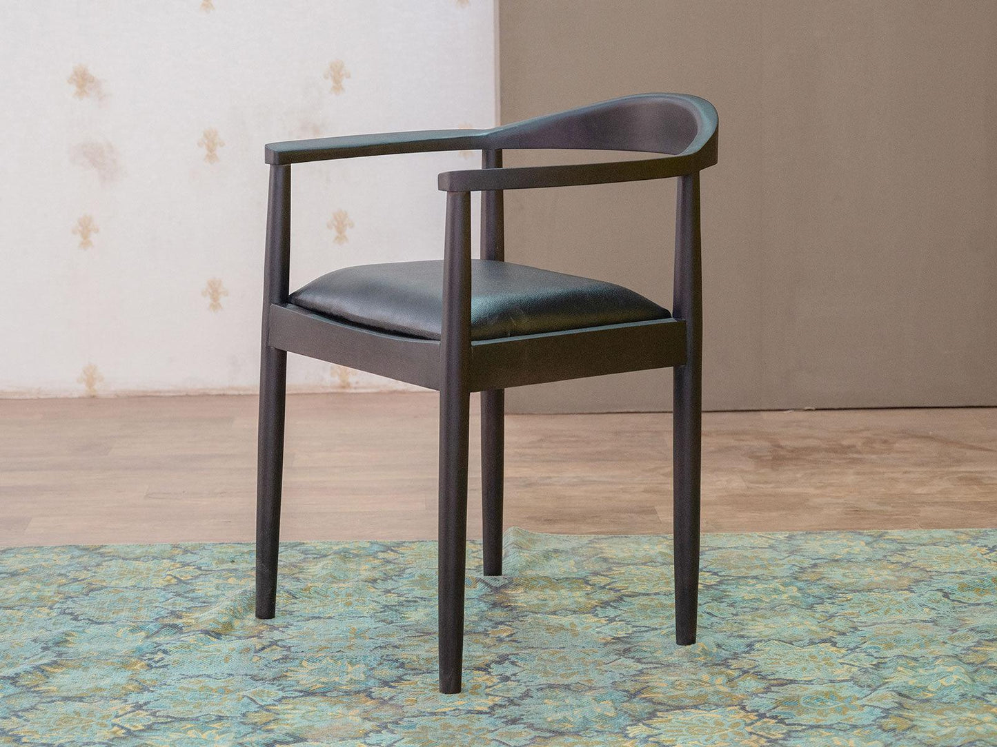 Vodrohome Wooden Armchair – mango Wood Dining Chair With Genuine Leather Seat CH#001 - vodrohome