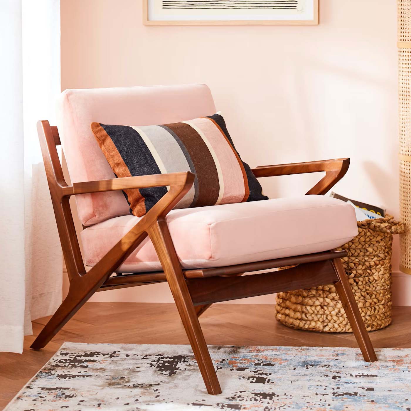 Vodrohome Marwar Upholstered Arm Chair Cum Sofa Sheesham Lounge Accent Chair living, Z/ Zed chair 28"w x 31"d x 28"h CH#019 - vodrohome