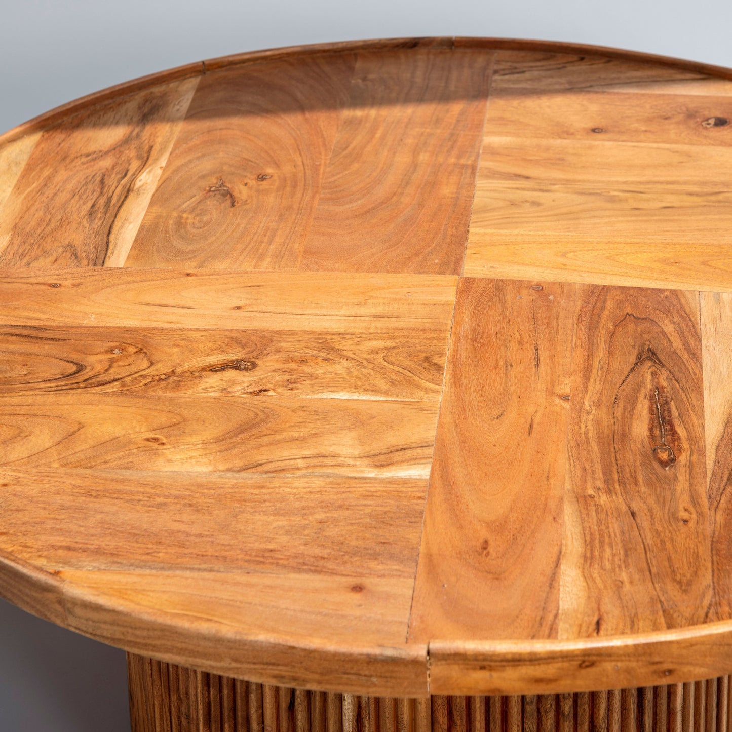 Vodrohome fluted center table - sheesham wood coffee table with fluted base for living room – conference table – sofa set table classic C#041 - vodrohome