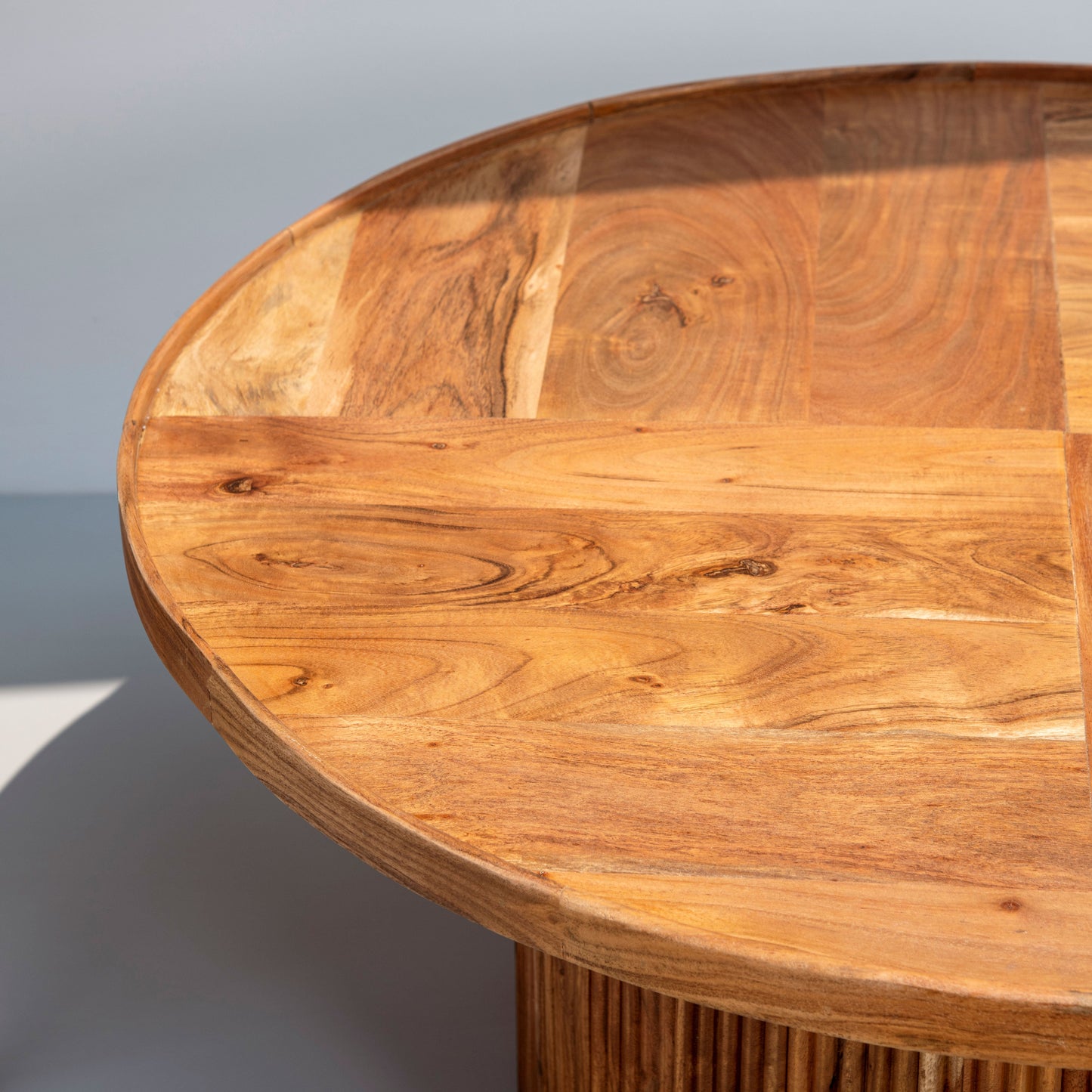 Vodrohome fluted center table - sheesham wood coffee table with fluted base for living room – conference table – sofa set table classic C#041 - vodrohome