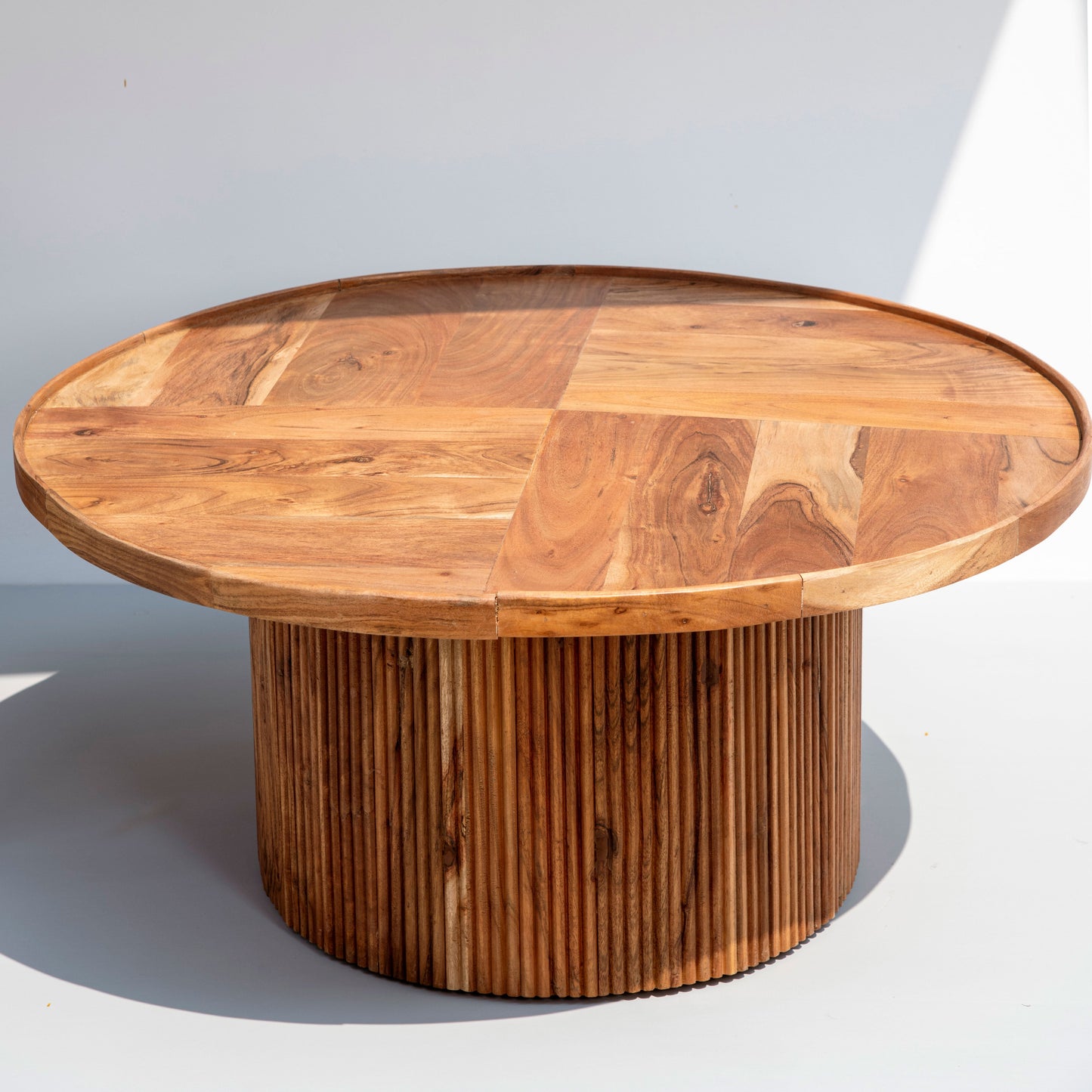 Vodrohome fluted center table - sheesham wood coffee table with fluted base for living room – conference table – sofa set table classic C#041 - vodrohome