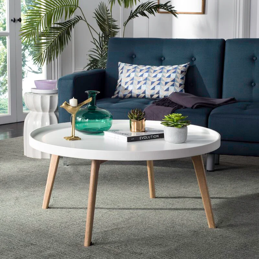 Vodrohome mango solid wood coffee table - round centre table with– mango ideal tea table for living rooms C#045 - vodrohome