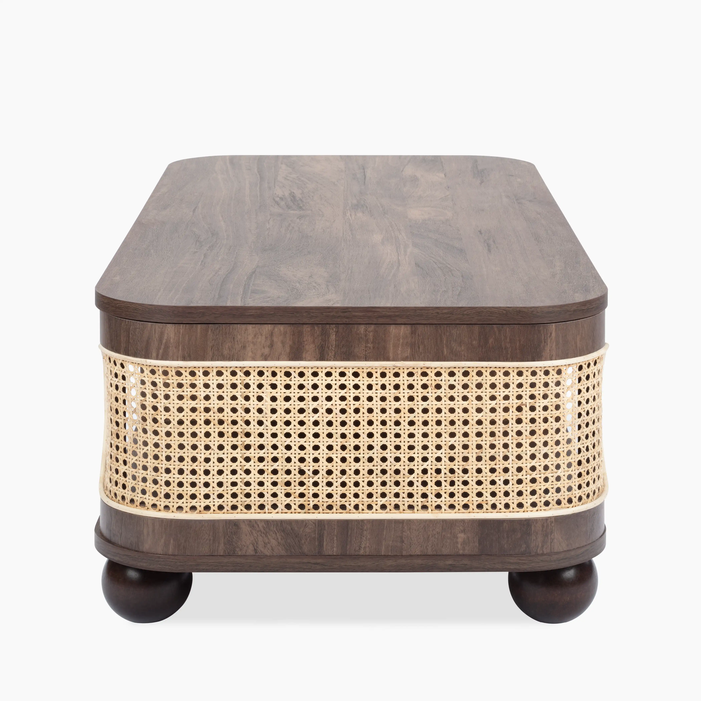 vodrohome Rattan Coffee Table With storage–cane center table with shelf for storage – bohemian solid mango wood coffee table for office and living room C#077