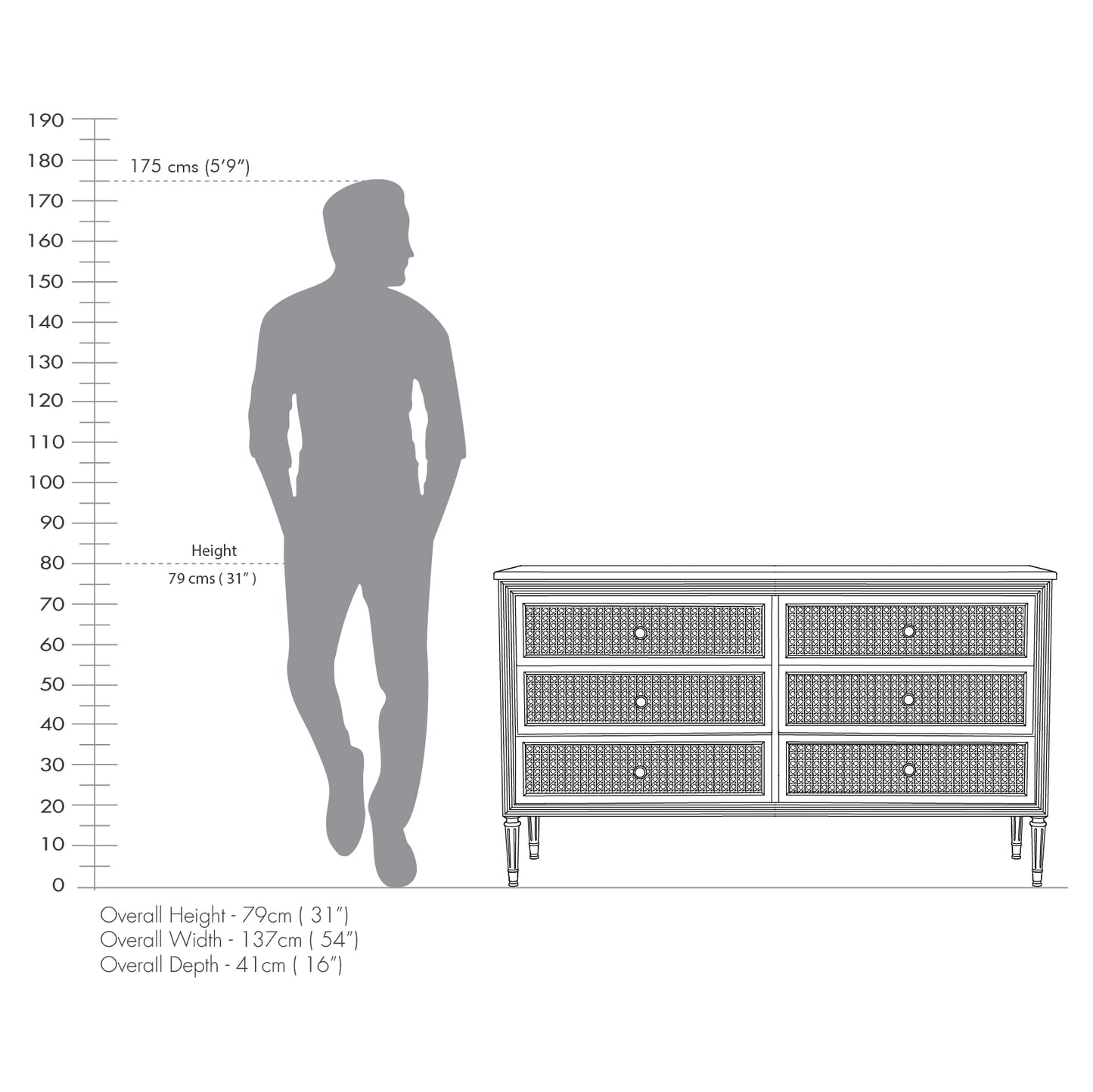 Vodrohome solid wood side board with six drawers – sage green chest of drawer with 6 drawers - SUMMER GARDEN CHEST OF DRAWERS 137x41x79 CM SB#003 - vodrohome