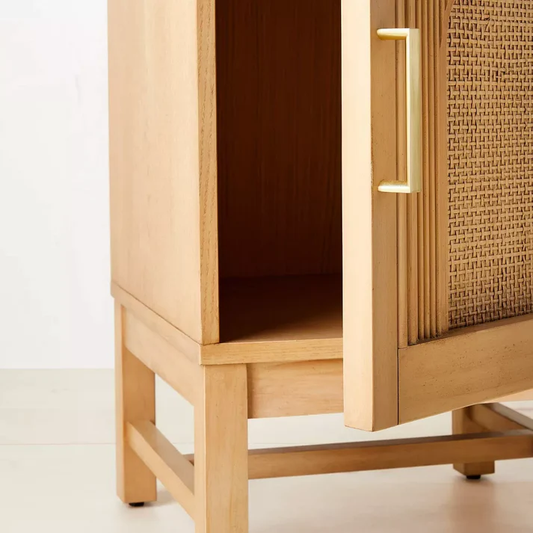 Vodrohome mango wood rattan bedside table with removable Shelf – Hawamahal collection cane side table 40x40x61 cm S#004 - vodrohome