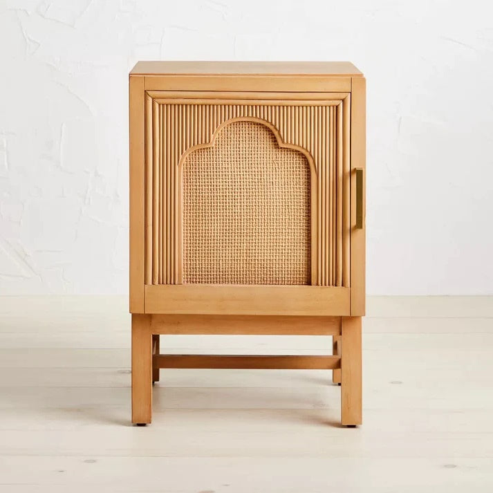 Vodrohome mango wood rattan bedside table with removable Shelf – Hawamahal collection cane side table 40x40x61 cm S#004 - vodrohome