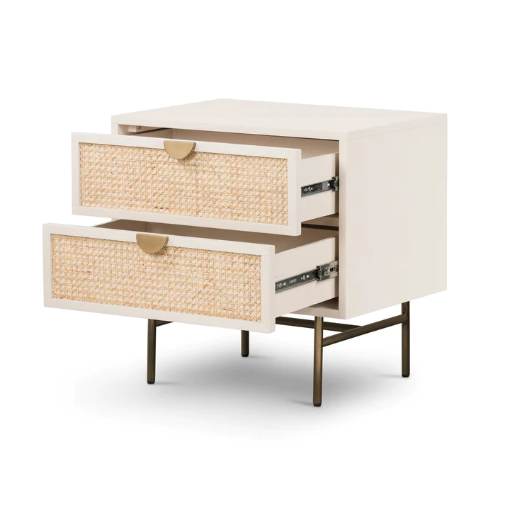 Vodrohome Solid Mango wood rattan bedside table with two drawers 50x45x61cm S#005 - vodrohome