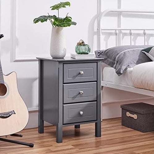 Vodrohome Solid Acacia wood night stand table modern - three drawers bed side table 40x40x60 cm S#008 - vodrohome