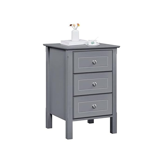 Vodrohome Solid Acacia wood night stand table modern - three drawers bed side table 40x40x60 cm S#008 - vodrohome