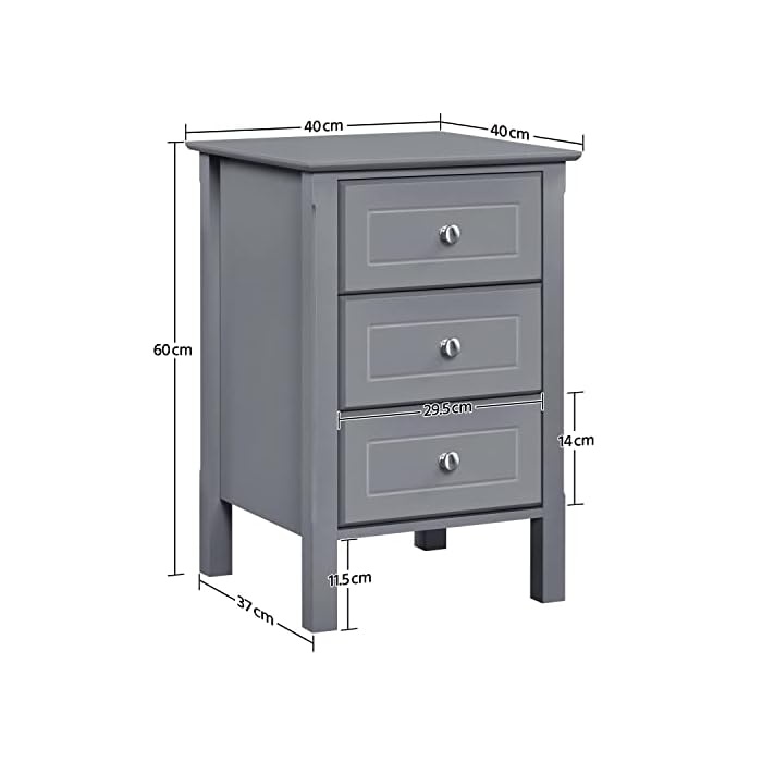 Vodrohome Solid Acacia wood night stand table modern - three drawers bed side table 40x40x60 cm S#008 - vodrohome
