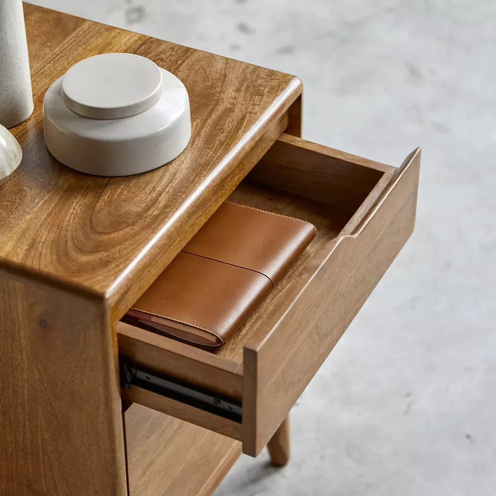 Vodrohome mango wood elle bedside table – solid wood bedside with one drawer and one door 45x40x63cm S#009 - vodrohome