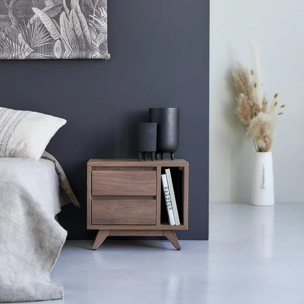 Vodrohome Acacia wood bedside table with 2 drawers and an open compartment –48x35x42 cm S#011 - vodrohome
