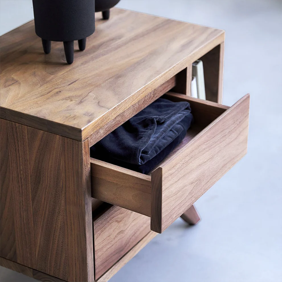 Vodrohome Acacia wood bedside table with 2 drawers and an open compartment –48x35x42 cm S#011 - vodrohome