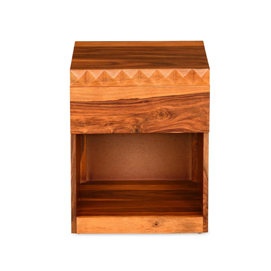 Vodrohome Sheesham wood bedside table with 1 drawers and an open compartment 45x40x50 cm S#024 - vodrohome