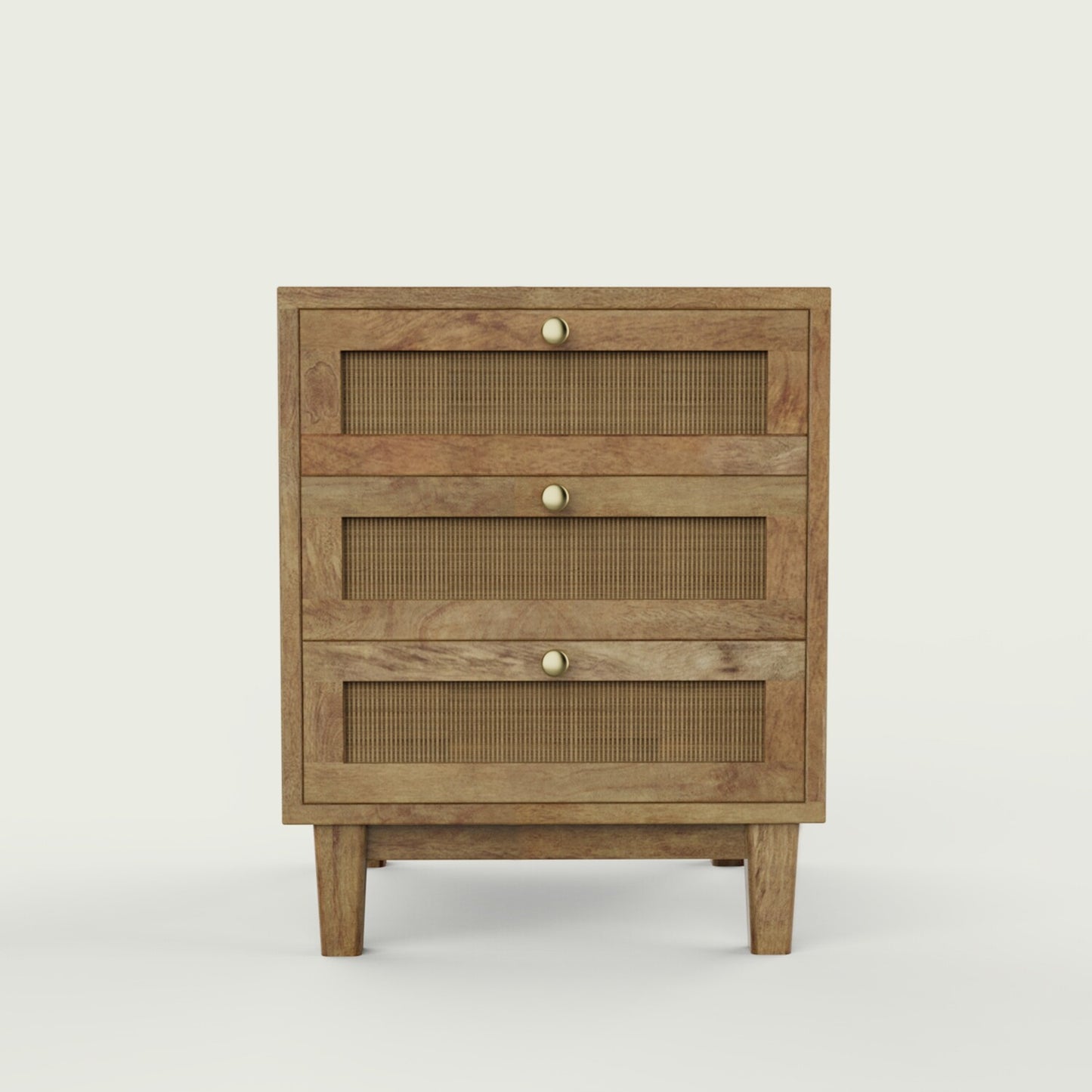 Vodrohome Solid wood rattan night stand table - three drawers bed side table night stand 47x50x62 cm S#029 - vodrohome