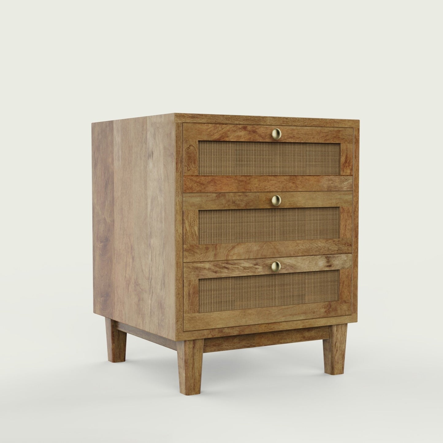 Vodrohome Solid wood rattan night stand table - three drawers bed side table night stand 47x50x62 cm S#029 - vodrohome