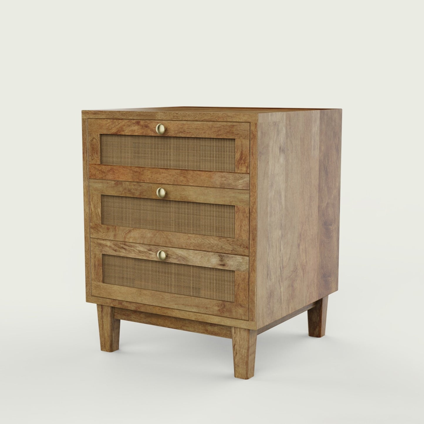 Vodrohome Solid wood rattan night stand table - three drawers bed side table night stand 47x50x62 cm S#029 - vodrohome