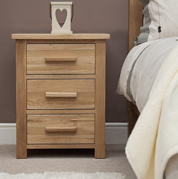 Vodrohome Solid Acacia wood night stand table modern - three drawers bed side table 47x42x60 cm S#030 - vodrohome