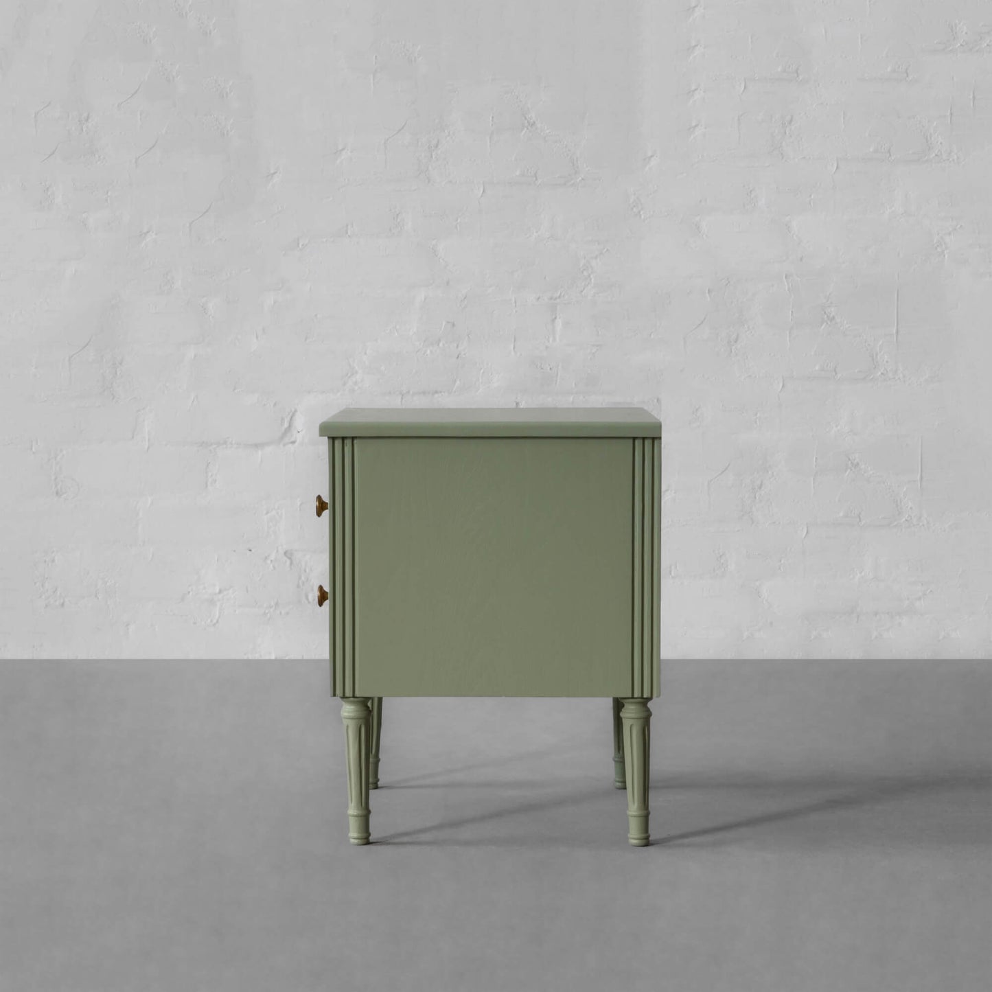 Vodrohome solid wood rattan night stand table sage green - two drawers bed side table night stand 48x41x51 cm S#034 - vodrohome
