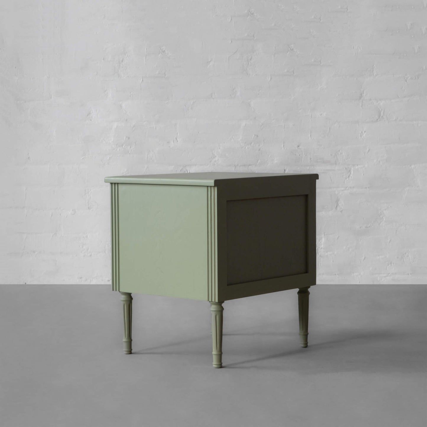Vodrohome solid wood rattan night stand table sage green - two drawers bed side table night stand 48x41x51 cm S#034 - vodrohome