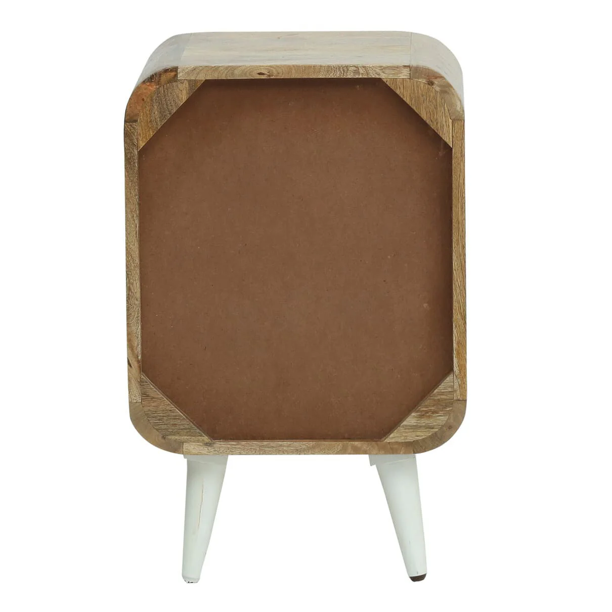 Vodrohome solid wood mango wood bedside table – sea side bedside night stand with three drawer end table 41x35.5x61 cm S#040