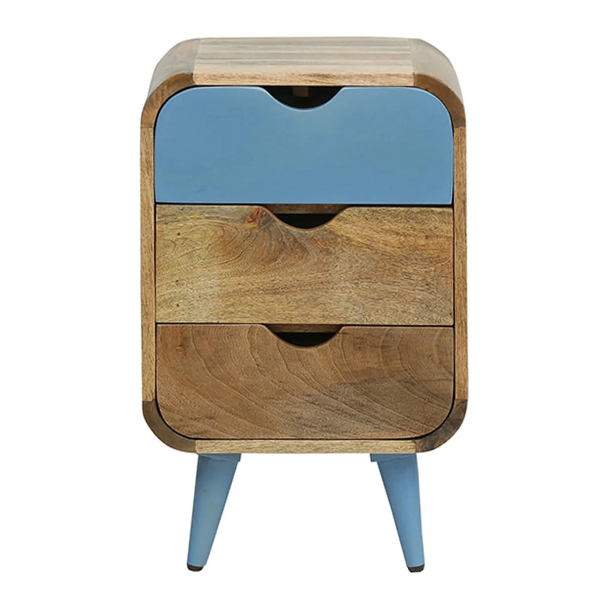 Vodrohome solid wood mango wood bedside table – sea side bedside night stand with three drawer end table 41x35.5x61 cm S#040