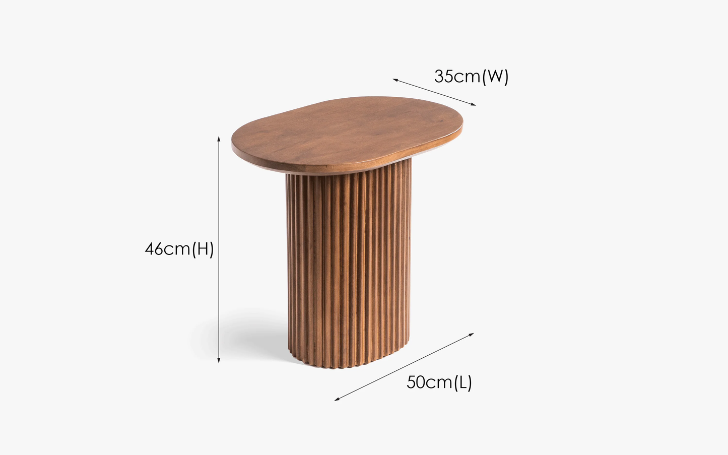 Vodrohome fluted table - mango wood side table with fluted base for living room – end table – sofa set end table classic S#043