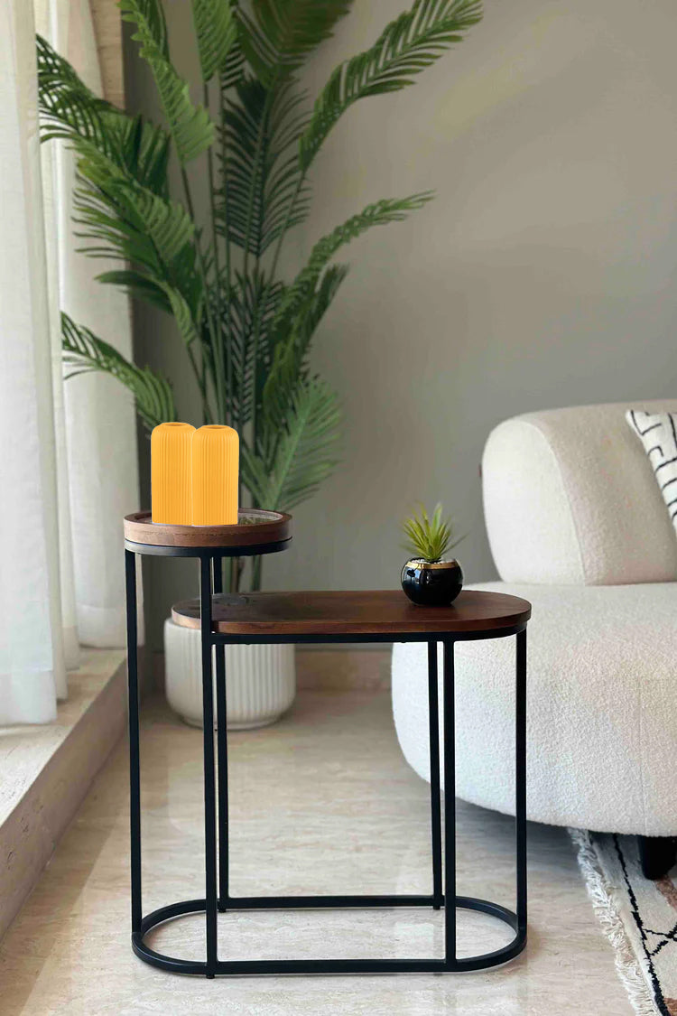 Vodrohome charcoal rattan cane side table with glass top and shelf – bohemian solid mango wood cane iron sofa side end two tier table office and living room S#046