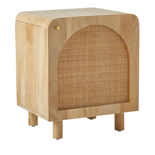 Vodrohome mango wood rattan bedside table with Shelf – Hawamahal collection cane side table 50x40x60 cm S#057