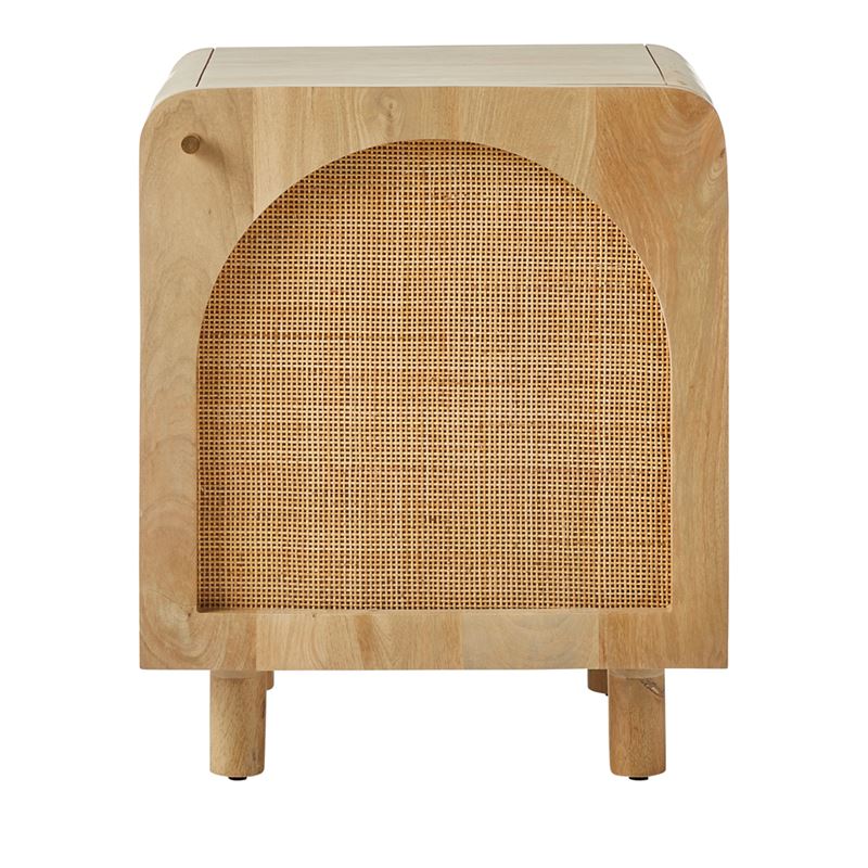 Vodrohome mango wood rattan bedside table with Shelf – Hawamahal collection cane side table 50x40x60 cm S#057