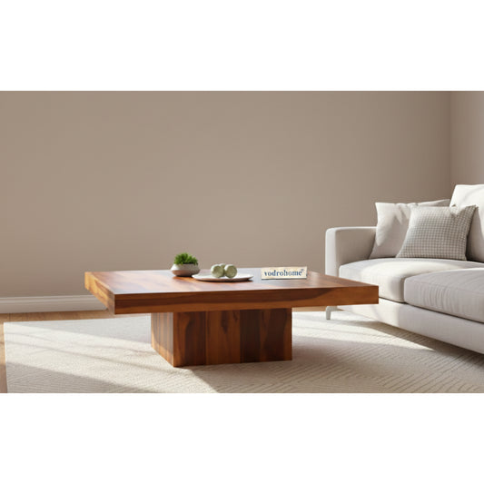 vodrohome solid sheesham wood centre table - premium designer square coffee table for home and office - large square pedestal coffee table C#005
