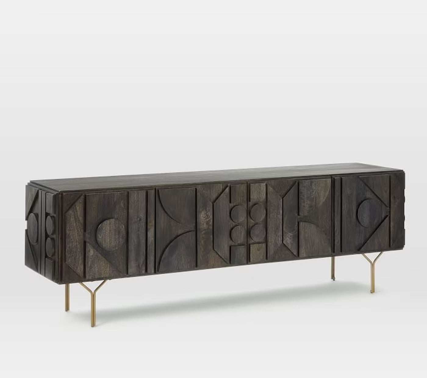 Vodrohome mango wood tv unit consol with storage – bohemian tv cabinet entertainment unit 172x48x68cm TV#028