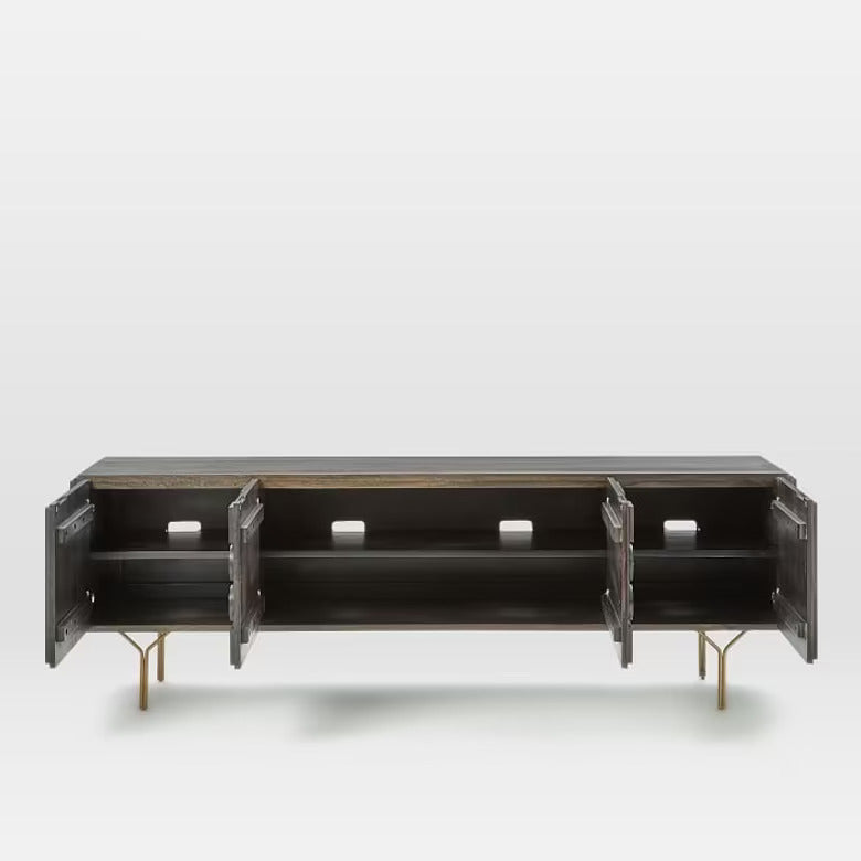 Vodrohome mango wood tv unit consol with storage – bohemian tv cabinet entertainment unit 172x48x68cm TV#028