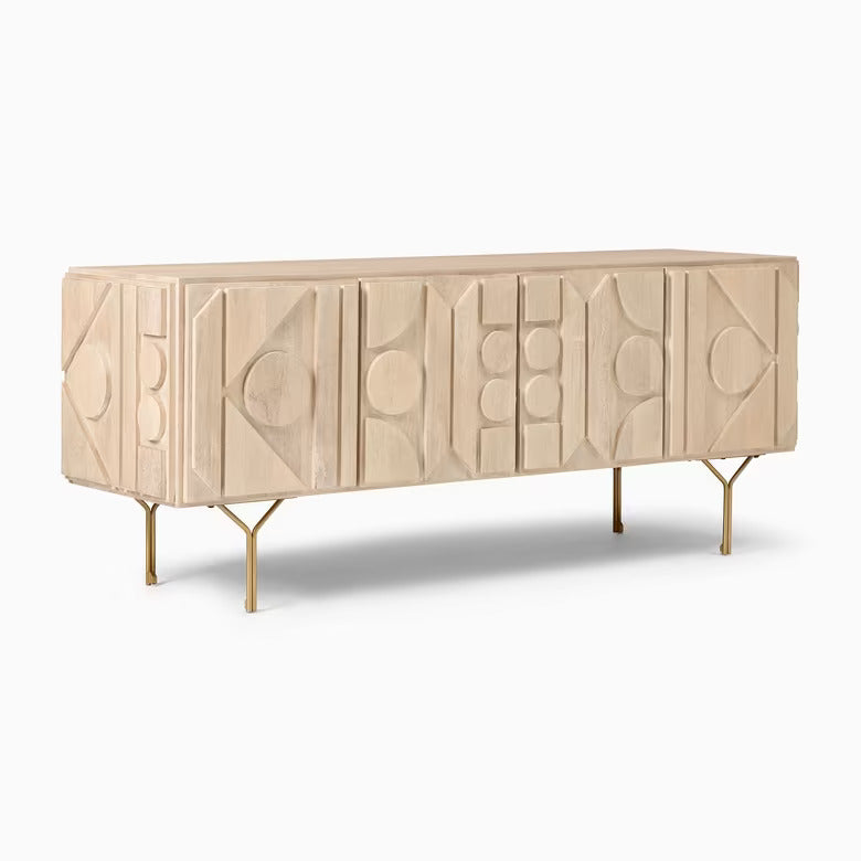Vodrohome mango wood tv unit consol with storage – bohemian tv cabinet entertainment unit 172x48x68cm TV#028
