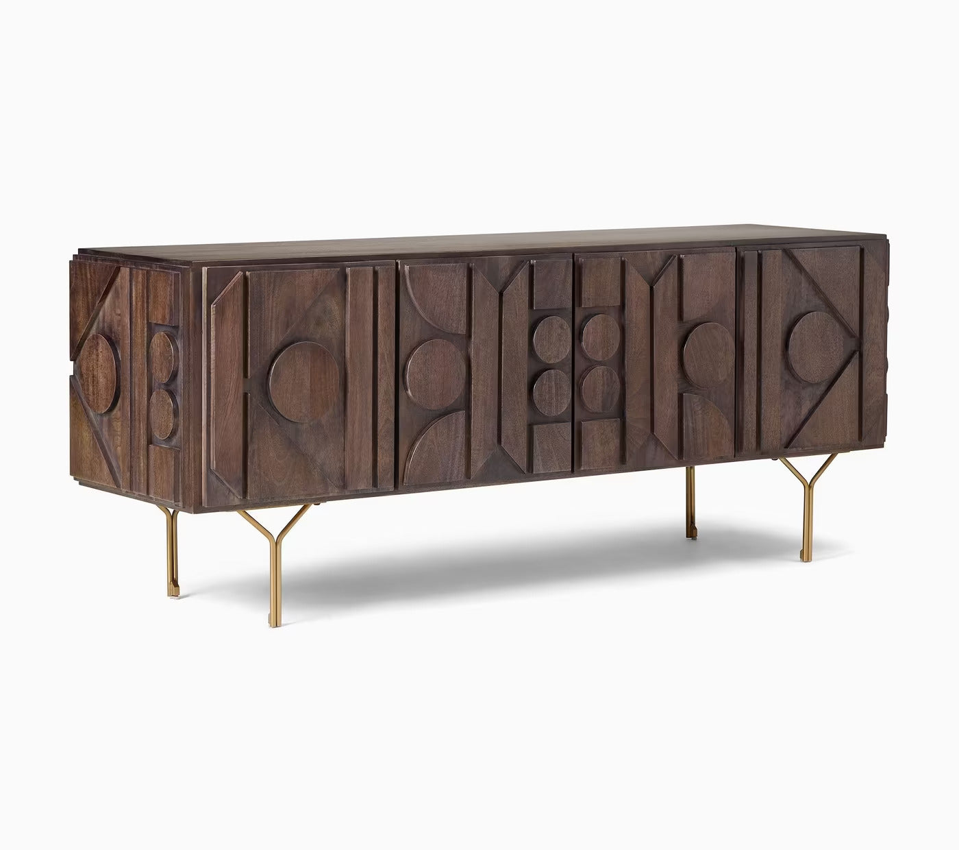 Vodrohome mango wood tv unit consol with storage – bohemian tv cabinet entertainment unit 172x48x68cm TV#028