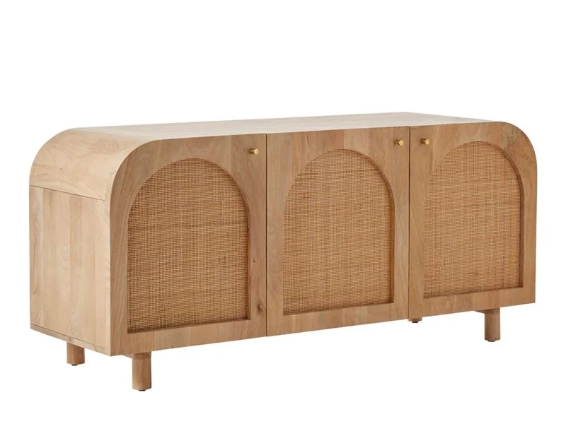 Vodrohome mango wood rattan cane Tv unit consol – Hawamahal collection cane side board - natural cane tv cabinet 145 x 45 x 65 cm TV#032