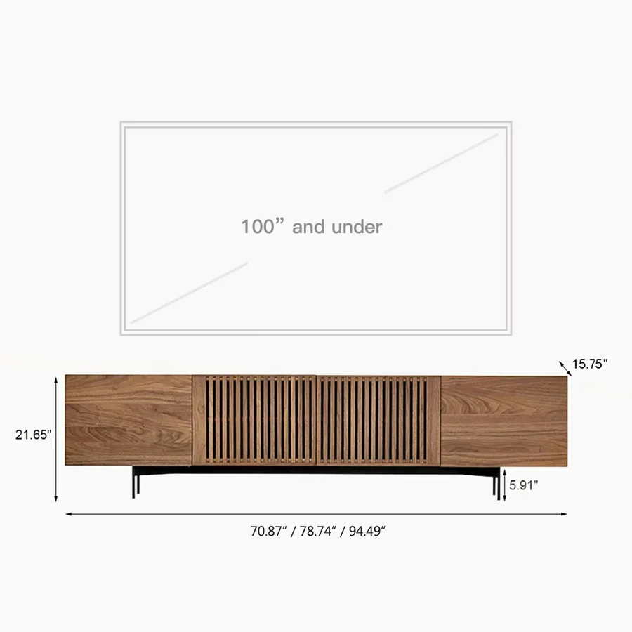 Vodrohome modern tv unit cabinet with 8 compartments – solid acacia wood tvc in walnut finish – tv consol table TV#006 - vodrohome