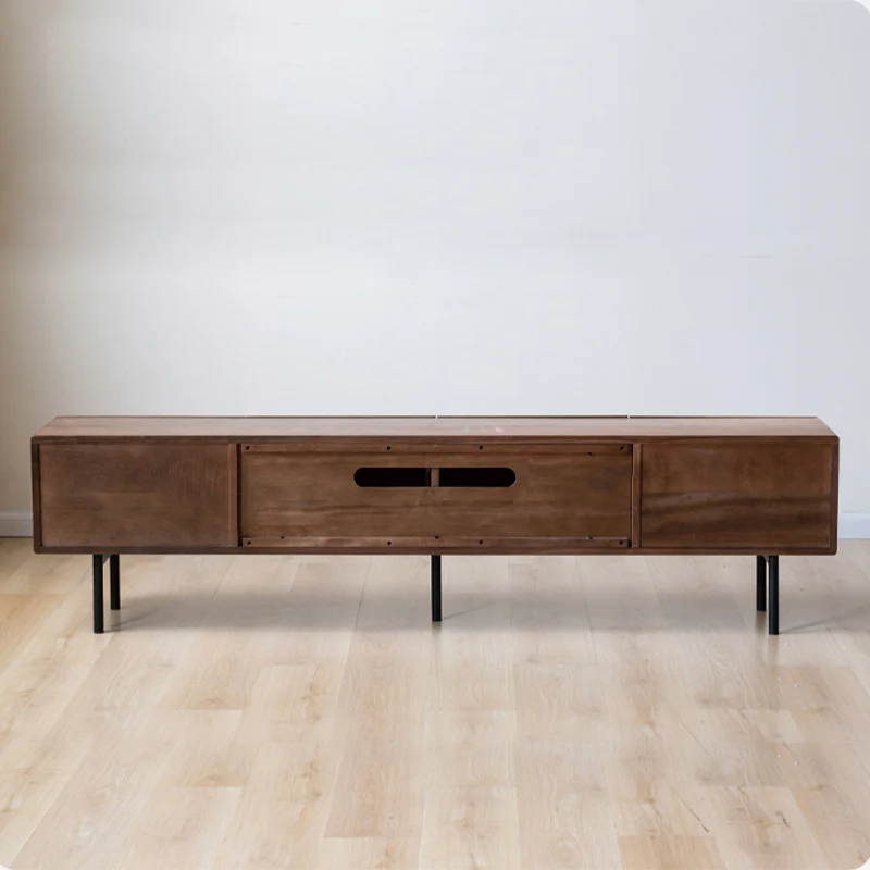 Vodrohome modern tv unit cabinet walnut finish – solid acacia wood tvc in – tv consol table with set up box shelf TV#009 - vodrohome