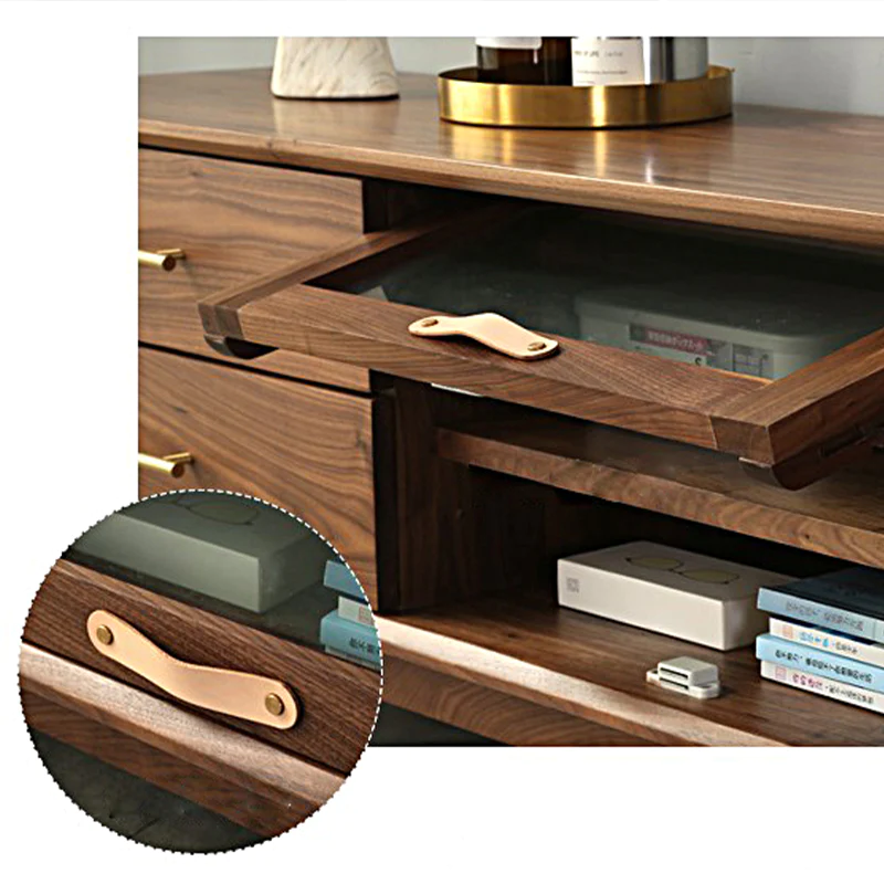 Vodrohome modern tv unit cabinet walnut finish – solid acacia wood tvc with Flip-Up Doors – tv consol table with set up box shelf TV#010 - vodrohome