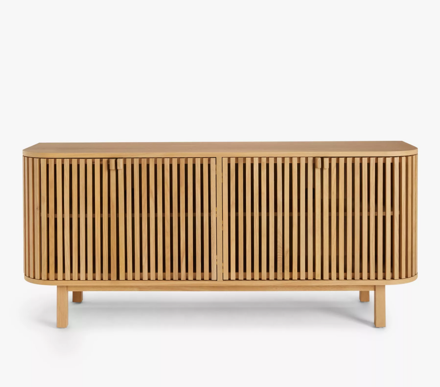 Vodrohome modern tv unit cabinet natural finish – solid mango wood slatted tvc – tv consol table with set up box with storage TV#030
