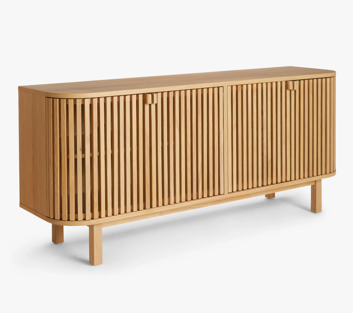 Vodrohome modern tv unit cabinet natural finish – solid mango wood slatted tvc – tv consol table with set up box with storage TV#030