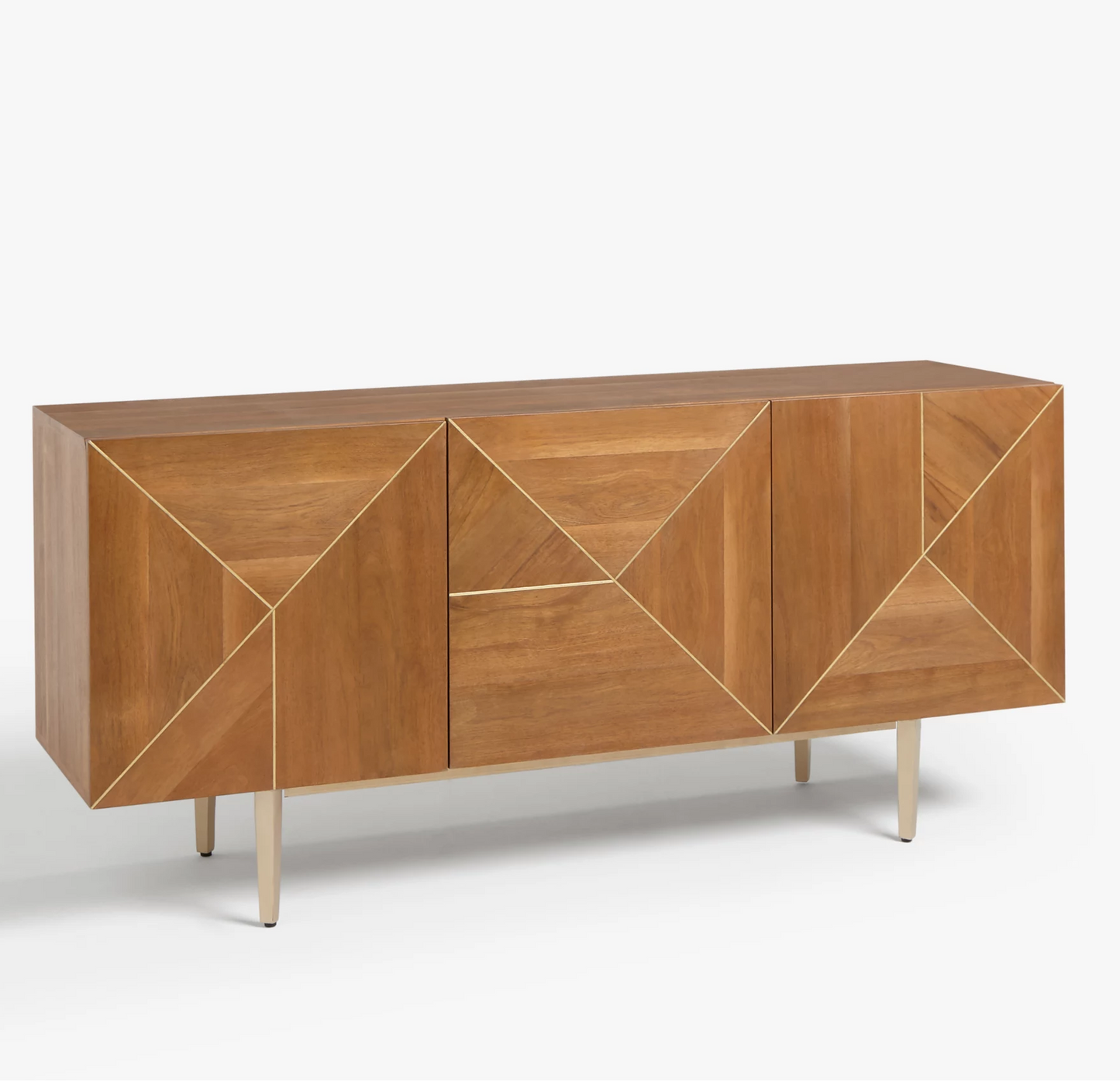 Vodrohome luxury tv unit cabinet with geometrical design– solid Acacia wood tvc with iron base – tv consol table with set up box shelf TV#031