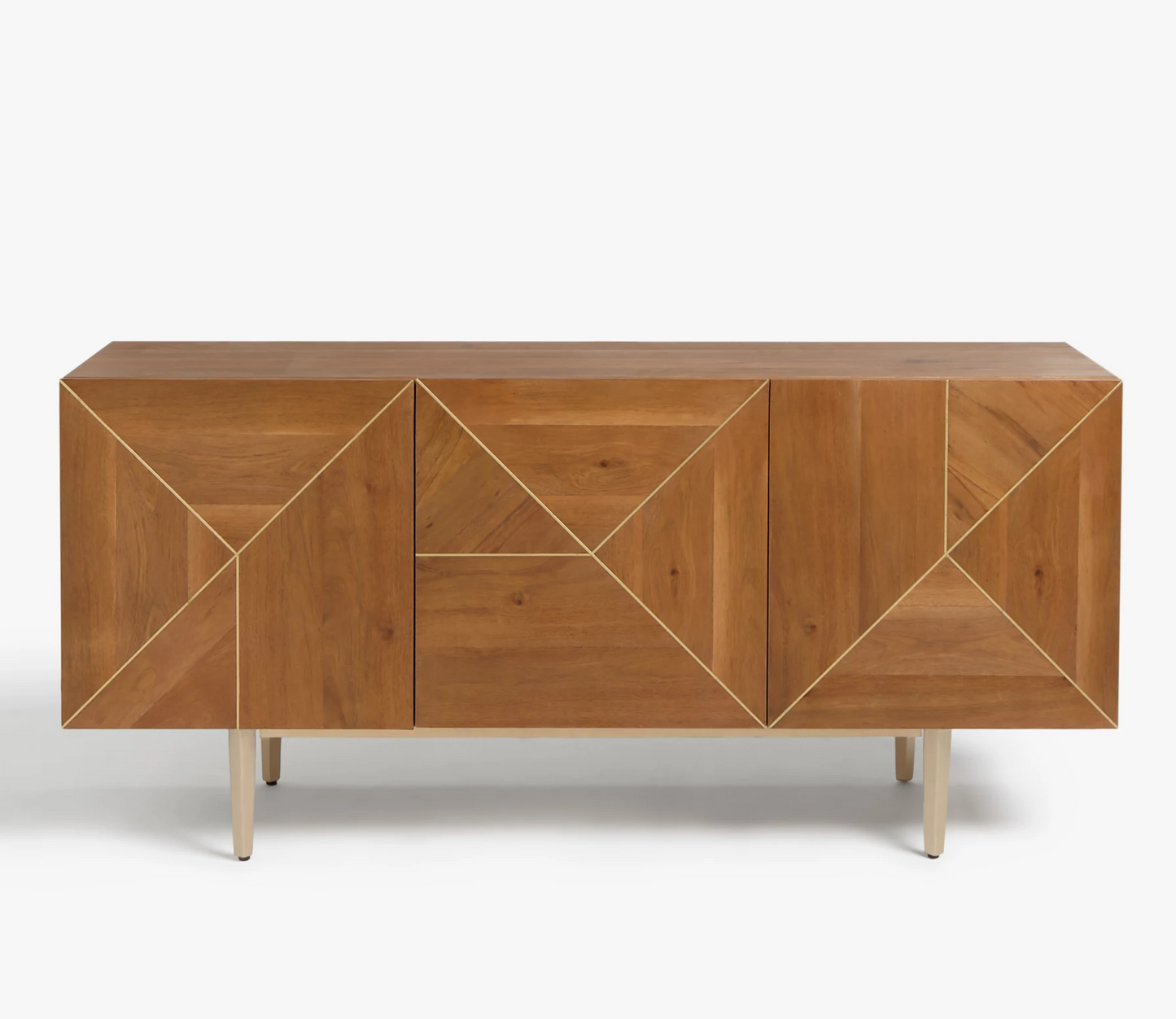 Vodrohome luxury tv unit cabinet with geometrical design– solid Acacia wood tvc with iron base – tv consol table with set up box shelf TV#031