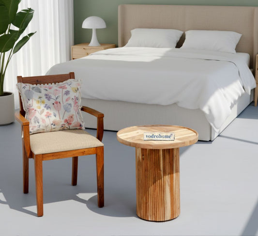 Vodrohome fluted table - sheesham wood side table with fluted base for living room – end table – sofa set end table classic S#037