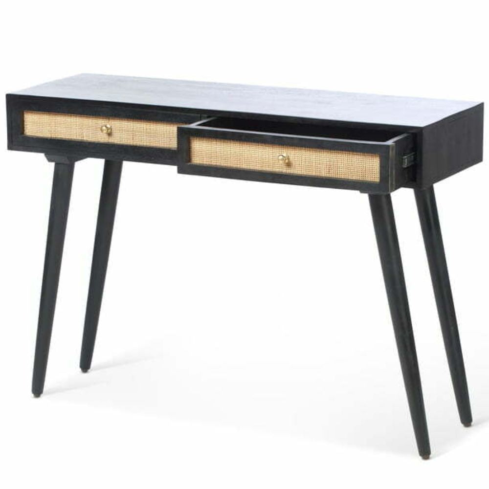 Vodrohome 2 Drawer cane consol table for hallway - rattan console tables for entryway CO#004 - vodrohome