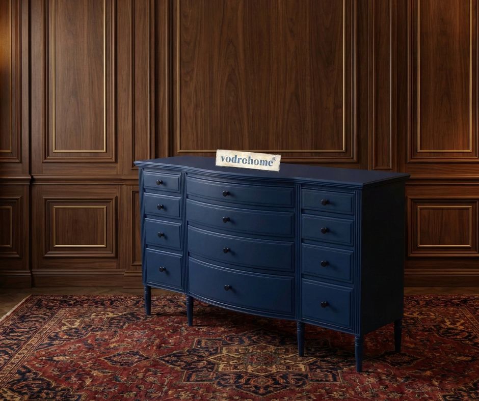 vodrohome solid wood lawrence chest of drawers – Egyptian Blue twelve drawers chest of drawer – luxurious collection of handicraft furniture 152x48x89 CM SB#004