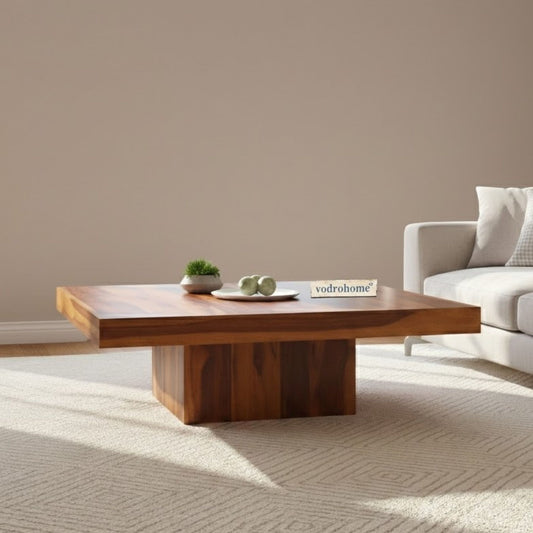 vodrohome solid sheesham wood centre table - premium designer square coffee table for home and office - large square pedestal coffee table C#005