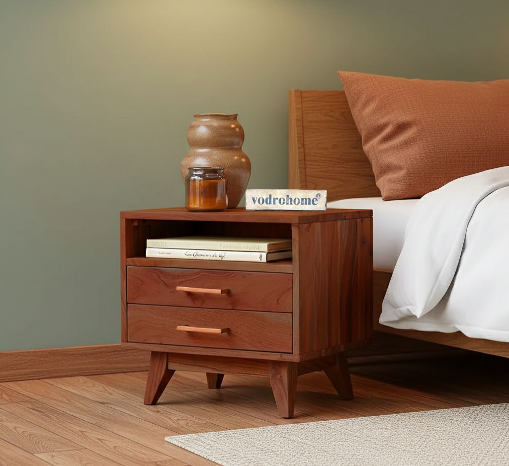 Vodrohome Acacia Wood Bedside Table – A Perfect Blend of Style & Utility